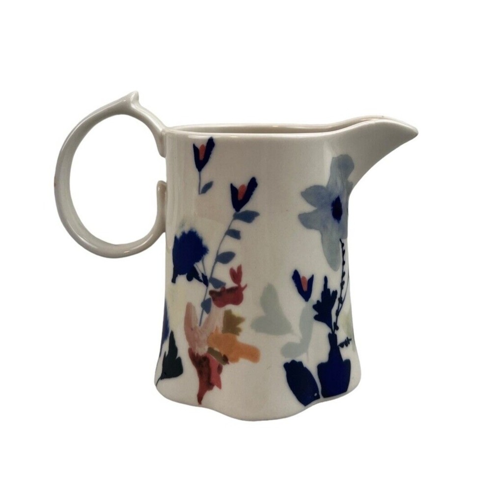 Anthropologie Jen Garrido Wildflower Study  Cream‎ Pitcher 4" EUC